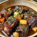 Braised Short Ribs & Lamb Shanks in Red Wine Herb Sauce