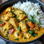Coconut-Spiced Chicken Curry with Garlic Naan & Golden Fries