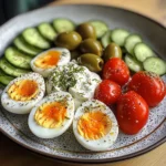 Mediterranean Egg Plate with Fresh Veggies & Cream Cheese