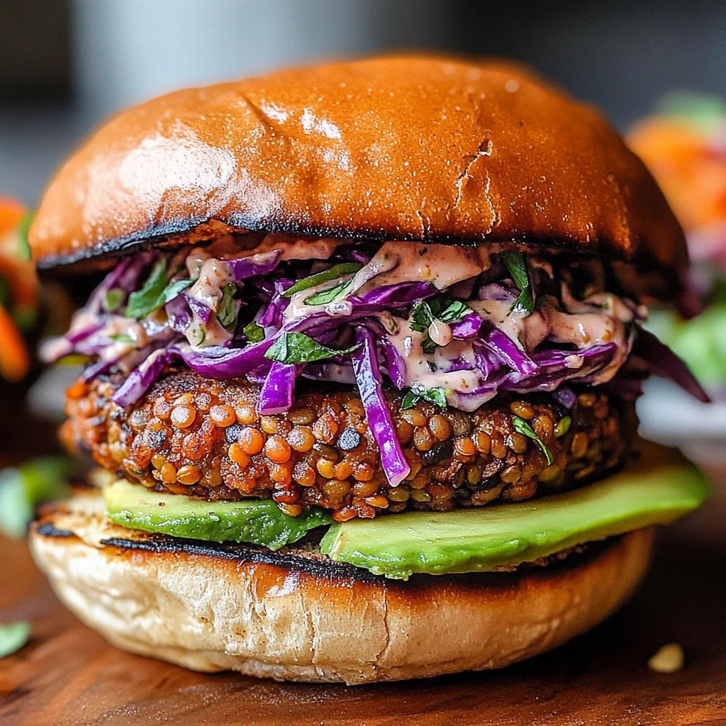 Spiced Lentil Burgers with Tahini Slaw (Vegan)